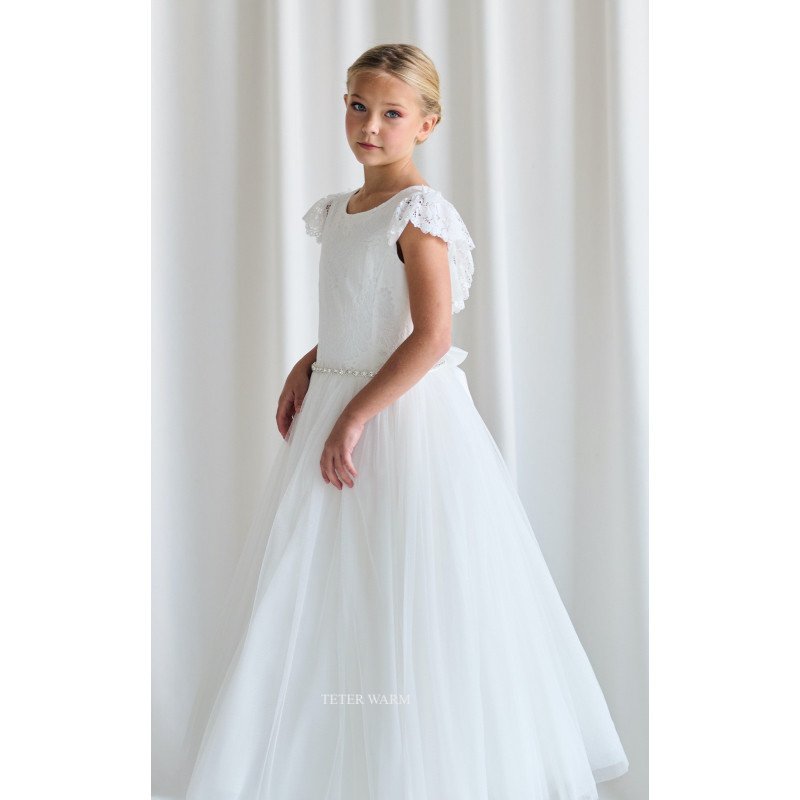 TETER WARM IVORY HANDMADE FIRST HOLY COMMUNION DRESS STYLE ES07