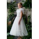 TETER WARM IVORY HANDMADE FIRST HOLY COMMUNION DRESS STYLE ES03