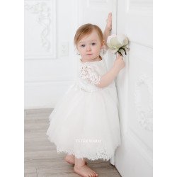 TETER WARM HANDMADE BABY GIRL IVORY CHRISTENING DRESS STYLE B47