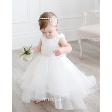 TETER WARM HANDMADE BABY GIRL IVORY CHRISTENING DRESS STYLE B105