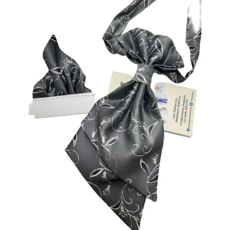 Elegant First Holy Communion/Special Occasion Grey Cravat for Boys with Handkerchief Style C06