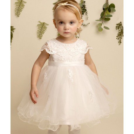 CHRISTENING BABY GIRL DRESS IN WHITE STYLE FAY