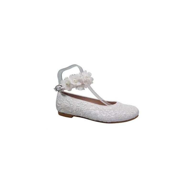 White Handmade Spanish First Holy Communion Shoes Style 9505-00