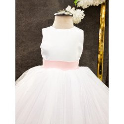 Handmade White/Pink Christening Dress Style ALAYA