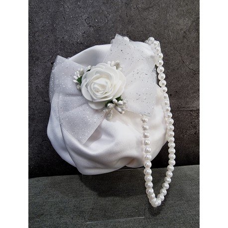 WHITE HANDMADE FIRST HOLY COMMUNION HANDBAG STYLE WP029