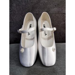WHITE SATIN FIRST HOLY COMMUNION SHOES STYLE 4872 BIS