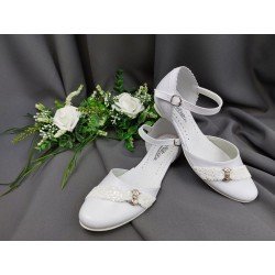 WHITE LEATHER FIRST HOLY COMMUNION SHOES STYLE 714