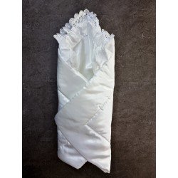 White Satin Unisex Christening Blanket Style 2246