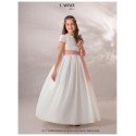 CARMY IVORY/PINK HANDMADE FIRST HOLY COMMUNION DRESS STYLE 4113