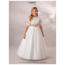 CARMY HANDMADE IVORY/PINK UNIQUE FIRST HOLY COMMUNION DRESS STYLE 4110