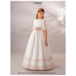 CARMY HANDMADE IVORY/PINK UNIQUE FIRST HOLY COMMUNION DRESS STYLE 4803