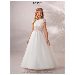 CARMY HANDMADE IVORY/PINK UNIQUE FIRST HOLY COMMUNION DRESS STYLE 4204
