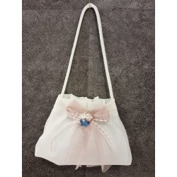 HANDMADE IVORY/PINK CARMY FIRST HOLY COMMUNION HANDBAG STYLE CL9793/109