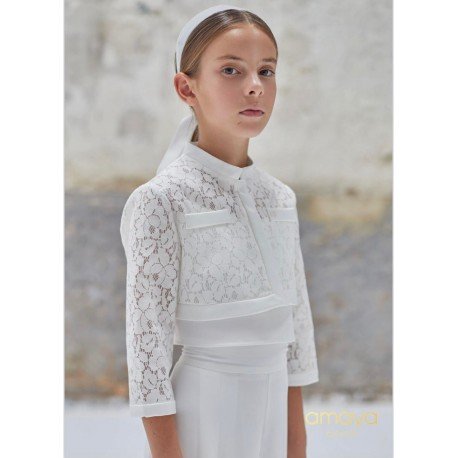 Amaya Ivory First Holy Communion Jacket Style 587049H