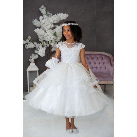 HANDMADE WHITE FIRST HOLY COMMUNION DRESS T-166