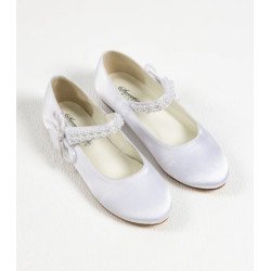 Sweetie Pie White First Holy Communion Flat Shoes Style SW6136