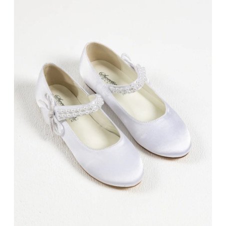 Sweetie Pie White First Holy Communion Flat Shoes Style SW6136