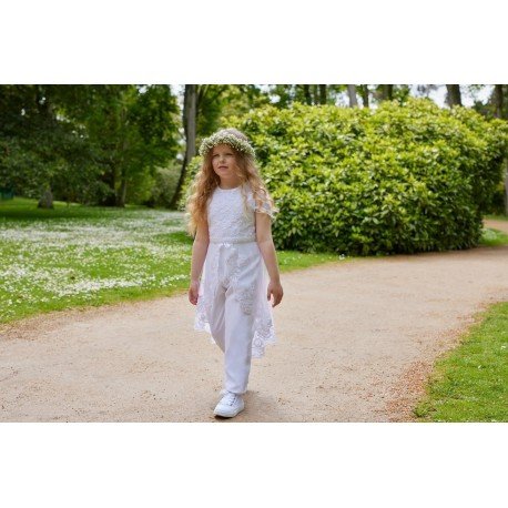 White First Holy Communion Jumpsuit Style IS24650