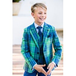 One Varones Green Check First Holy Communion Blazer Style 10-04082 85