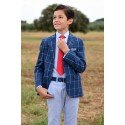 One Varones Dark Blue Chequered First Holy Communion Jacket Style 10-04083 78