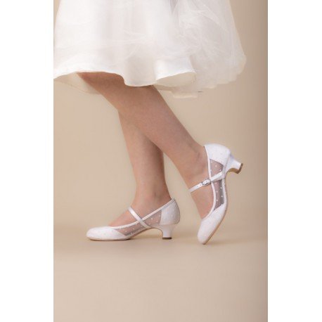 WHITE FIRST HOLY COMMUNION SHOES STYLE DOTTY