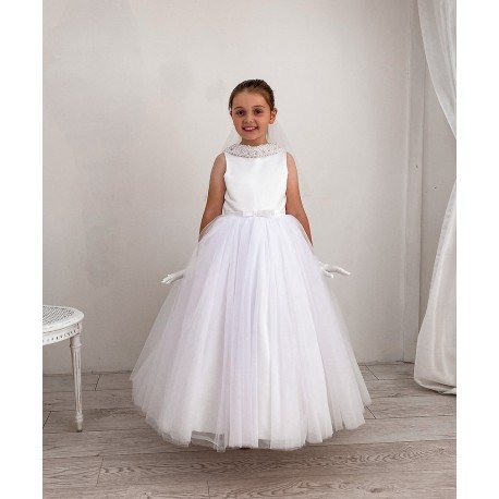 White First Holy Communion Dress Style COM018