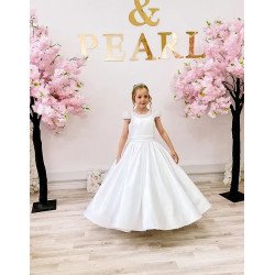 White First Holy Communion Dress Style COM027