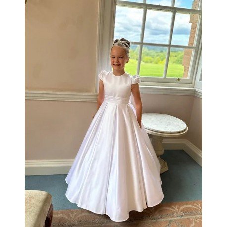 White First Holy Communion Dress Style COM036