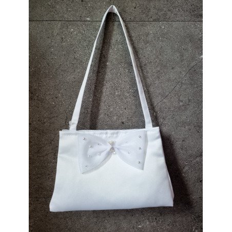 Little People White First Holy Communion Handbag with Organza Bow Style 6036