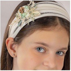 CARMY HANDMADE IVORY/MINT FIRST HOLY COMMUNION HEADBAND STYLE CD 4309