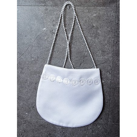 PERFECT SIMPLE COMMUNION BAG WITH PEARLS STRAP STYLE HB026