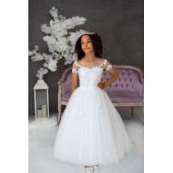 WHITE HANDMADE FIRST HOLY COMMUNION DRESS STYLE VICKY MCH