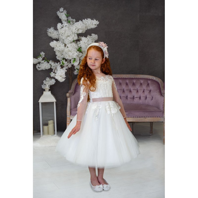 HANDMADE IVORY/PINK  FIRST HOLY COMMUNION DRESS STYLE YVETTE MCH