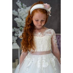 HANDMADE IVORY/PINK  FIRST HOLY COMMUNION DRESS STYLE YVETTE MCH