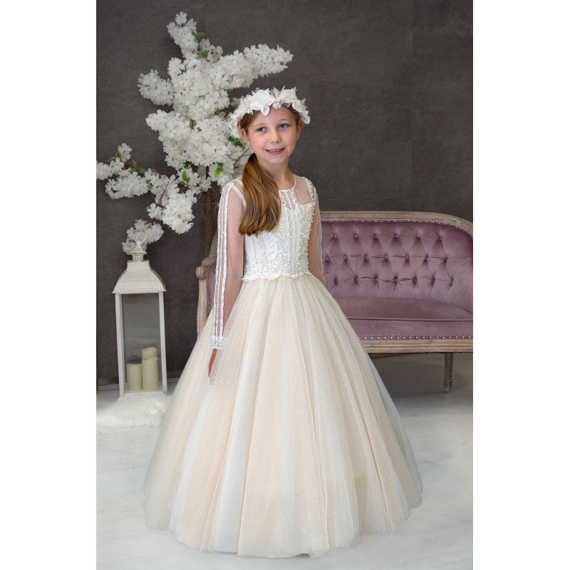 Handmade Ivory/Peach First Holy Communion Dress Style MACI MCH