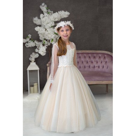 Handmade Ivory/Peach First Holy Communion Dress Style MACI MCH