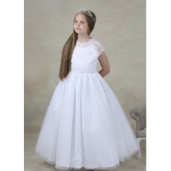 White First Holy Communion Dress Style FUSCHIA