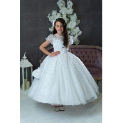 HANDMADE WHITE FIRST HOLY COMMUNION DRESS T-262