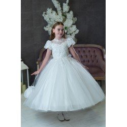 HANDMADE WHITE FIRST HOLY COMMUNION DRESS T-266