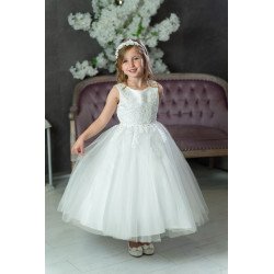 JOAN CALABRESE WHITE TEA-LENGTH FIRST HOLY COMMUNION DRESS STYLE PJ-14