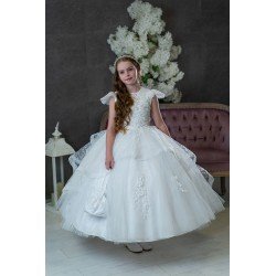 HANDMADE WHITE FIRST HOLY COMMUNION DRESS T-267