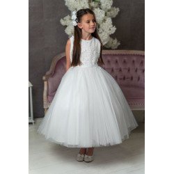 JOAN CALABRESE WHITE TEA-LENGTH FIRST HOLY COMMUNION DRESS STYLE PJ-18