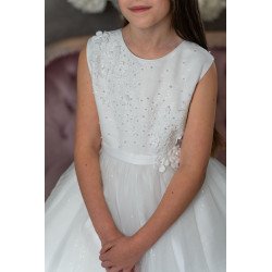 JOAN CALABRESE WHITE TEA-LENGTH FIRST HOLY COMMUNION DRESS STYLE PJ-18