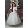 PAULA'S COMMUNION WHITE TEA-LENGTH FIRST HOLY COMMUNION DRESS STYLE PJ-18 S/P