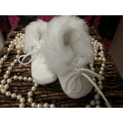 Baby Boy/Girl Winter White Velour Shoes 