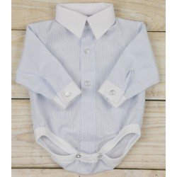 Light Blue Striped Shirt Bodysuit for Baby Boy