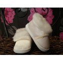 Winter Ivory Christening Shoes with Fur M008