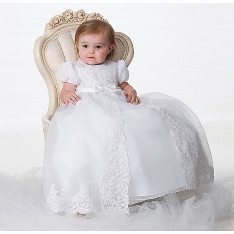 Sarah Louise Bead and Flower Christening Gown and Bonnet Style 165S