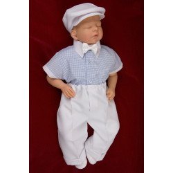 Linen Checkered Shirt Bodysuit Set for Baby Boy Adam