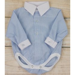 Linen Checkered Shirt Bodysuit Set for Baby Boy Adam